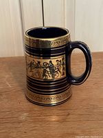 Oblique view showing Roman chariot pulled by lions design and gold accents