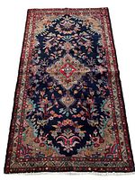 Flat full-view shot showing entire rug field and borders