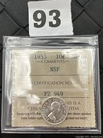 Front view of coin and certification card showing grade MS-64 and certification number FZ 949