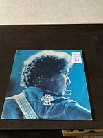 Front cover of Bob Dylan Greatest Hits Volume II album showing side profile of Bob Dylan with blue background.