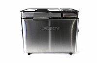 Front view of Cuisinart bread maker with stainless steel housing and Cuisinart logo.