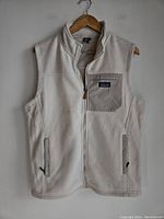 Full front view of the Patagonia sleeveless fleece vest with zipper and pockets visible.