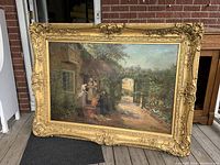 Full front view of painting and frame on porch