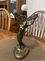 Art Deco metal table lamp figurine without bulb glass shield