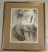 Framed watercolour image showing overall artwork and frame condition.