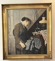 Full frontal view of the framed painting showing overall composition and frame details