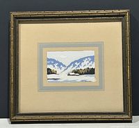 Full view of the framed watercolour painting showing the overall condition and frame style