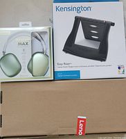 Boxed Kensington Easy Riser laptop stand for laptops up to 17 inches shown in packaging