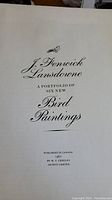 Title page reading 'J. Fenwick Lansdowne A Portfolio of Six New Bird Paintings', published in Canada 1961 by M. F. Feheley Artists Limited