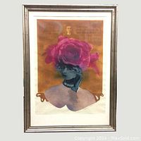 Overall view of framed lithograph showing full composition and frame