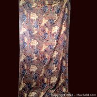 Full length of printed silk fabric showing overall design and colors.