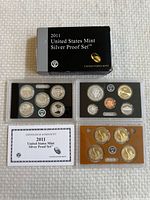 Full set with original box, three coin holders, and certificate of authenticity displayed on white background.