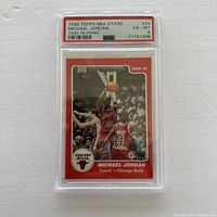 Front of slabbed card showing the card face, PSA label and grade