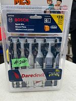 Original packaging showing 6 Bosch spade bits with Daredevil branding and size labels.