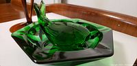 Green Murano glass ashtray with sculptural design