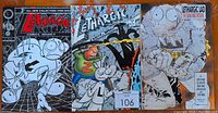 Three Lethargic Lad comic books, issues #3, #4, #5, displayed side by side showing their full front covers with vibrant and cartoon-style artwork.