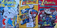 Three Lethargic Lad comic books side by side showing colorful cover art of issues #9, #10, and #11.