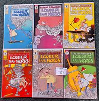 Full set of six Sergio Aragones LOUDER THAN WORDS comics from 1997. Colorful covers with cartoon illustrations, all comics bagged and boarded.