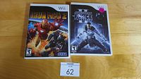 Photo of two Wii game cases: Iron Man 2 and Star Wars The Force Unleashed with lot label