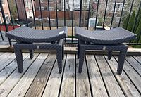 Front view of both ottomans side by side on deck