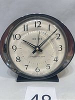 Front view of the 1964 Westclox Big Ben alarm clock showing dial detail, hands, and chrome bezel.