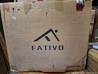 Box for one chair labeled with brand Fativo and made in China, indicating packaging and shipping details.