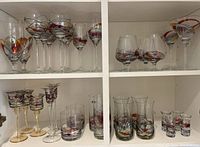 Overview of entire glassware collection on shelves