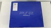 Blue Sony PS2 box with logo, showing original packaging.