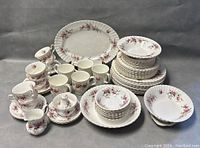 Wide shot of full 60-piece set arranged