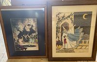 Two framed wizard themed art prints displayed side-by-side, showing overall size and framing.