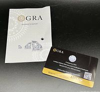 GRA certification booklet and warranty card for the moissanite gemstone