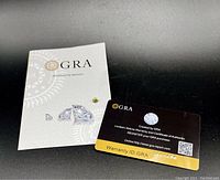 GRA certificate and warranty card for the moissanite gemstone.