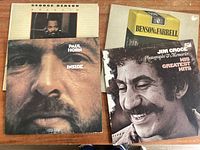 Four vinyl LP album covers displayed including Paul Horn 'Inside', Jim Croce 'Photographs & Memories Greatest Hits', George Benson, and Benson & Farrell albums.