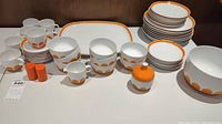 Full lot laid out: plates, bowls, cups, saucers, serving pieces