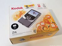 Kodak Zi6 Pocket Video Camera original box with detailed graphics and specifications.