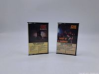 Front view of both cassette tapes Blizzard of Ozz and Diary of a Madman showing cover art and labels.