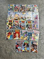 Full view of all Marvel Doctor Who comic books numbered 1 through 22 laid out on the floor, plus an extra #3 issue shown separately.