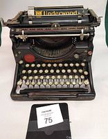 Front view of Underwood Standard Typewriter No. 5 showing keyboard, brand and model markings.