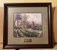 Full view of the framed and matted Thomas Kinkade print showing the artwork and frame.
