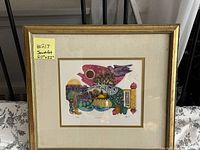 Full view of the framed Jewish art print with handwritten note identifying lot #217, measuring 20x22 inches.