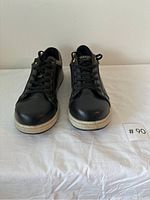 Front view of both Dakota WorkPro safety shoes size 9.5 in black with white soles on a white surface.