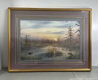 Front view of the framed watercolour painting showing the overall artwork, frame and matting.