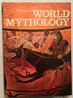Front cover of Larousse World Mythology showing mythological scene with figures on horses.