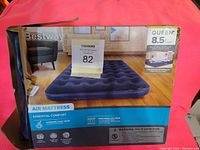 Box of a Bestway Queen air mattress showing product image and specifications