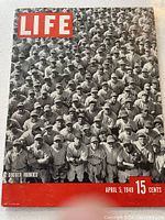Full cover image of the LIFE magazine dated April 5, 1948, showing Dodgers rookies in black and white photo with LIFE logo and date/price details.