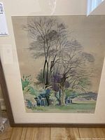 Framed watercolor painting showing the full artwork and signature by Angus MacAulay