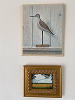 Both artworks hanging on a wall, showing overall size and framing.