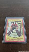 Front side of 1973-74 OPC Tony Esposito All-Star hockey card showing player image and team info