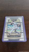 Front view of Matt Brash Rookie Select baseball card in clear protective holder, showing card art and details clearly.
