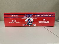 Red rectangular box front showing 1988 Score Collector Set logo, stating 660 player cards and 56 Magic Motion Trivia cards